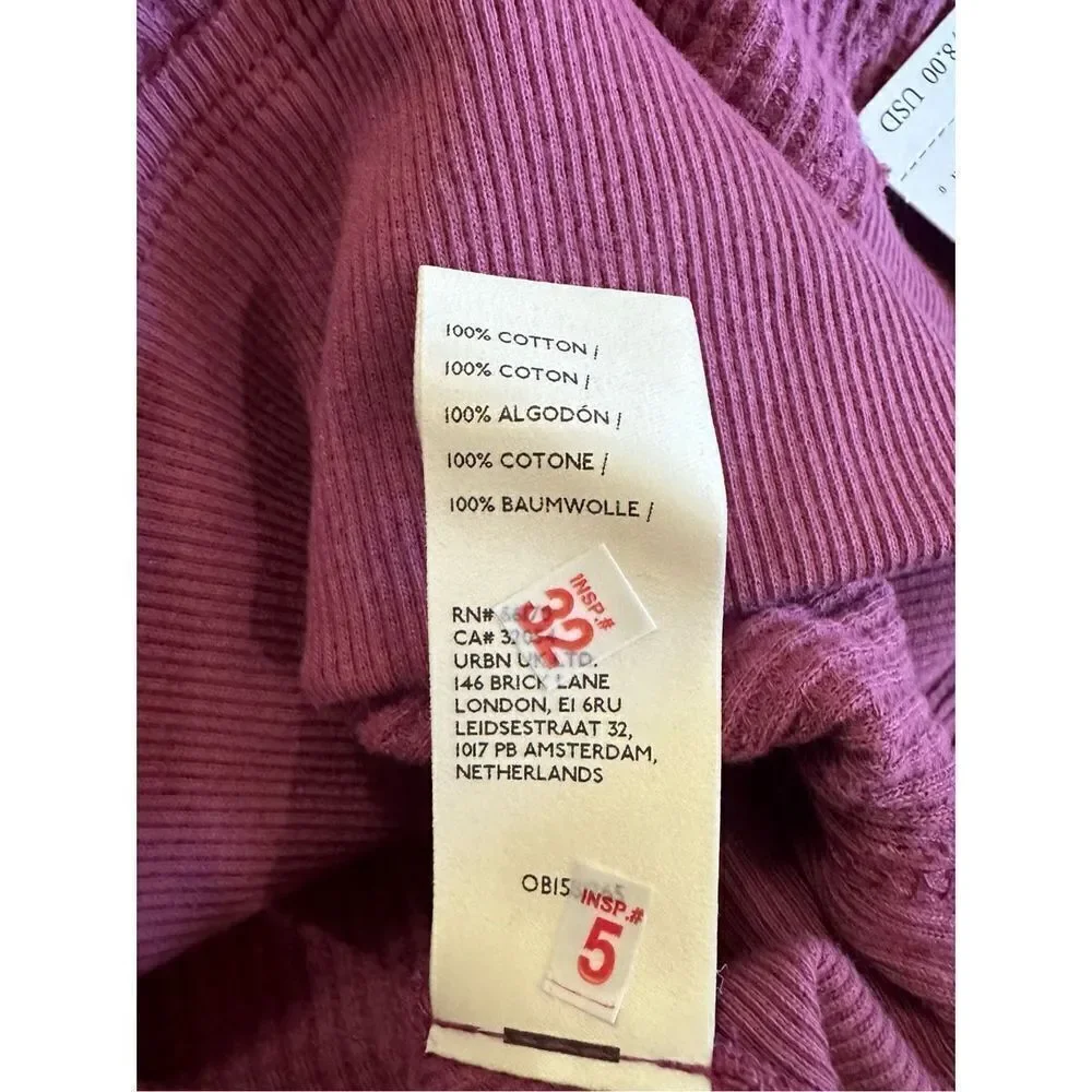 NWT Free People Thermal‎ Womens Small Mulberry Santa Clara Shirt Top V Neck